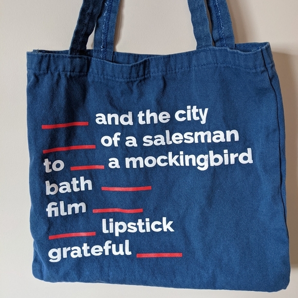 Blue Cotton Graphic Tote Bag - Picture 4 of 11